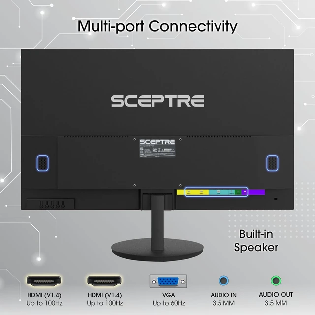 Alt view image 5 of 7 - E275W-19203R 27 inch1080P LED Monitor 99% sRGB 2X HDMI VGA Build-In Speakers, Machine Black (E275W-19203R series)