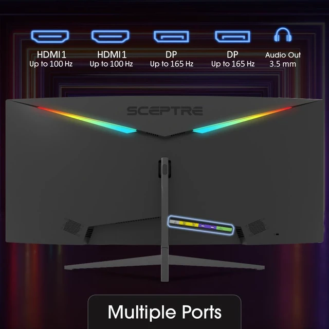 Alt view image 2 of 7 - 34-Inch Curved Ultrawide WQHD Monitor (3440 × 1440), R1500, up to 180Hz/165Hz, DisplayPort x2, 99% sRGB, 1ms, Built-in Speakers, Machine Black, 2025 (C345B-QUT168)