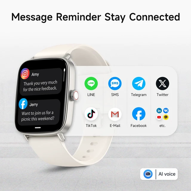 Alt view image 2 of 7 - Smart Watch for Women, 1.85" HD Smartwatch Compatible iPhone/Samsung/Android (Answer/Make Calls), 100+ Sport Modes Fitness Tracker with Heart Rate/Sleep/Step Monitor, IP68 Waterproof (Beige)