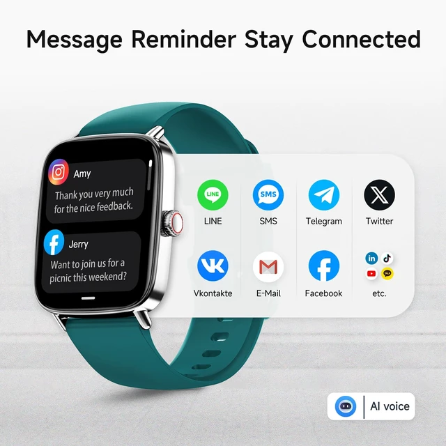 Alt view image 2 of 7 - Smart Watch for Men Women, 1.85" HD Smartwatch Compatible iPhone/Samsung/Android (Answer/Make Calls), 100+ Sport Modes Fitness Tracker with Heart Rate/Sleep/Step Monitor, IP68 Waterproof, 2 Bands