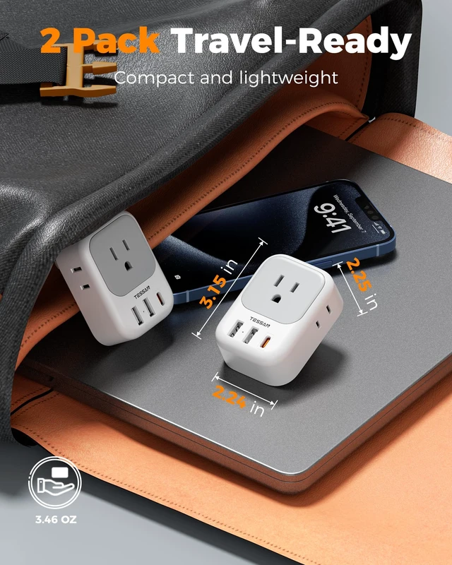 Alt view image 5 of 7 - 2 Prong to 3 Prong Outlet Adapter 2 Pack, US to Japan Plug Adapter 4 Outlets 3 USB (1 USB C PD 20W), Outlet Adaptor US to Japan China Mexico Philippines Canada Peru Thailand Vietnam
