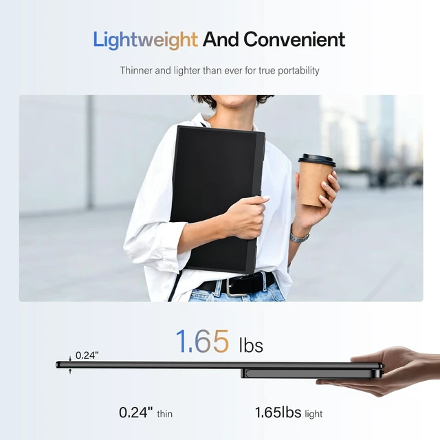 Alt view image 6 of 7 - 2K Portable Monitor 15.6" QHD 100% sRGB, Built-in 180° Adjustable Stand Travel Monitor USB C Standard HDMI Ultra-Slim Portable Monitor for Laptop MacBook Phone PS5 Xbox Switch