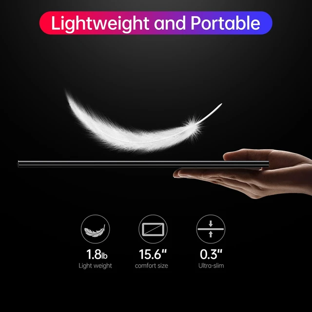 Alt view image 3 of 6 - 15.6" 4K UHD IPS HDR USB-C HDMI Monitor 15.6" 4K UHD IPS 100% RGB HDR, USB-C/HDMI, speakers+smart cover, for PC/Phone/PS5/Xbox/Switch, travel gaming