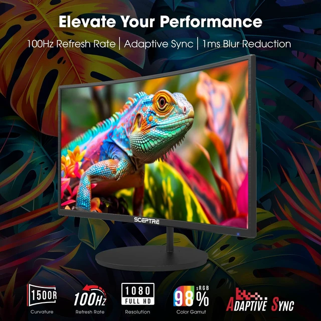Alt view image 4 of 6 - New! Curved 27-inch Gaming Monitor 100Hz 1080p R1500 98% sRGB HDMI x2 VGA Build-in Speakers, VESA Wall Mount Machine Black 2026 (C275W-1920RN Series)