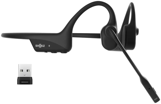 Main image of OpenComm2 UC Open-Ear Headset, USB-A Dongle, Noise-Canceling Mic Zoom CertifiedBone Conduction HeadphonesMute Button for Work Calls and Meetings16-Hour Battery Life & Quick Charge