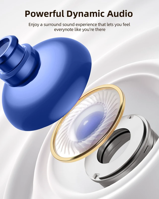 Alt view image 5 of 6 - Bluetooth Headphones Wireless Earbuds 80hrs Playtime Wireless Charging Case Digital Display Sports Ear Buds with Earhook Deep Bass IPX7 Waterproof Over-Ear Earphones for TV Phone Laptop Navy