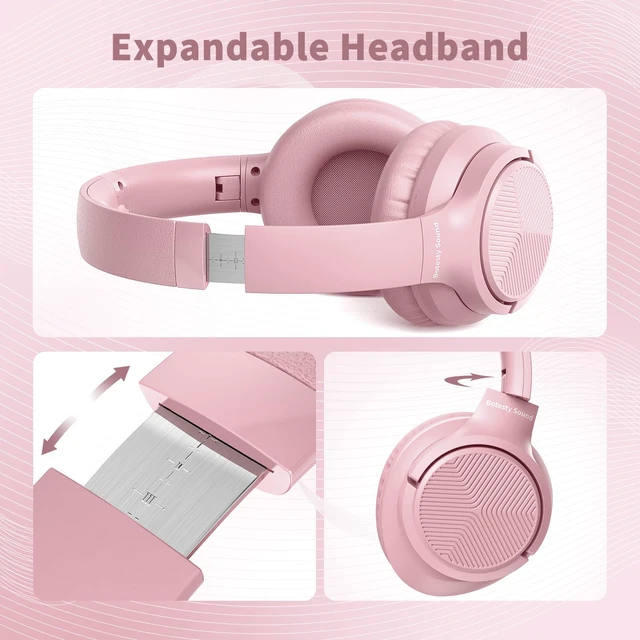 Alt view image 5 of 7 - Wired Headphones with Microphone for School, 3.5mm Corded Headphones, Pink Wired Over Ear Foldable Plug in Headphones, 4.9ft Tangle-Free Nylon Cord for School, Tablet, Laptop, MP3/4, Airplane Travel