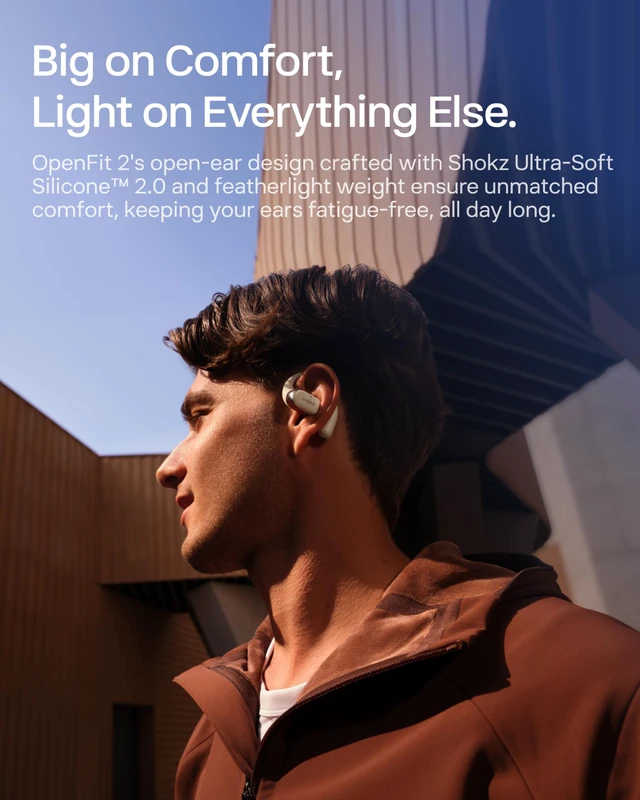 Alt view image 5 of 7 - OpenFit 2 Open-Ear Earhook Bluetooth Earbuds, White,48H Playtime Bundle with Carrying Bag; Powerful bass; IP55 Water-Resistant; AI call clarity; Bluetooth 5.4; Gym/Outdoor/Home use