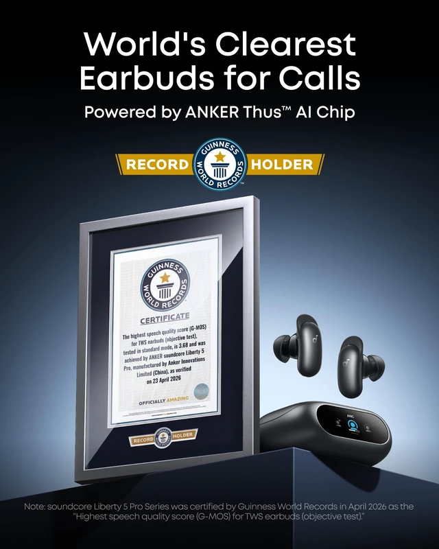 Alt view image 3 of 7 - Liberty 5 Pro by Anker Noise Cancelling Wireless Earbuds Anker Thus AI Chip delivers Guinness World Records-certified call quality for crystal-clear calls in noisy environments