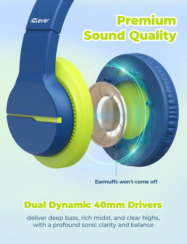 Alt view image 3 of 6 - HS19S Kids Headphones USB C, Over-Ear for Toddler Boys Girls School SafeSound Tech, Stereo Sound, Kids Headphones with Cord, Durable Foldable 3.5mm Wired Headphone for iPad/Tablet/Travel