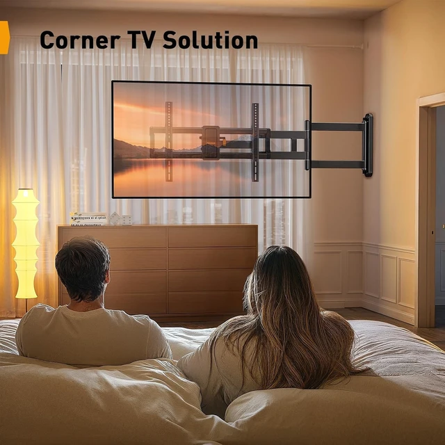 Alt view image 7 of 7 - Corner TV Wall Mount Long Arm TV Mount for 42-84 Inch TVs Single Stud TV Mount with 37.2" Extension, Full Motion Wall Mount up to 150 lbs, Max VESA 600x400mm