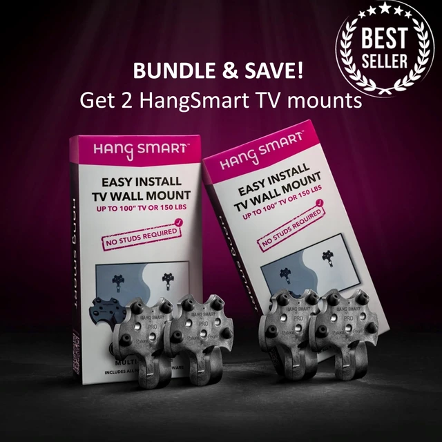 Alt view image 2 of 7 - HangSmart TV Wall Mount 2-Pack - Universal Compatibility for 19-100 inch TVs, Dual Bundle, Holds up to 150lbs, Easy DIY Installation, Complete Kit with Two Mounts, Perfect for Bundles and Multiple TVs