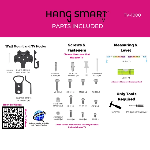 Alt view image 7 of 7 - HangSmart TV Wall Mount 2-Pack - Universal Compatibility for 19-100 inch TVs, Dual Bundle, Holds up to 150lbs, Easy DIY Installation, Complete Kit with Two Mounts, Perfect for Bundles and Multiple TVs