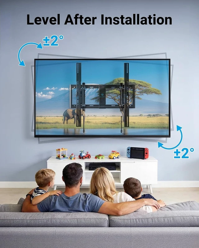 Alt view image 5 of 7 - Advanced Tilting TV Wall Mount for 42100 inch TVs up to 160 lbs UL Listed slim TV mount, 3 low profile, 6.5 extension, swivel, tilt, level, fits 16/24 wood studs, max VESA 600x400mm