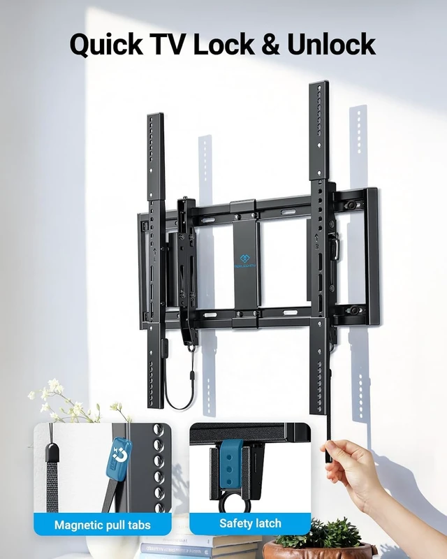 Alt view image 6 of 7 - Advanced Tilting TV Wall Mount for 42100 inch TVs up to 160 lbs UL Listed slim TV mount, 3 low profile, 6.5 extension, swivel, tilt, level, fits 16/24 wood studs, max VESA 600x400mm