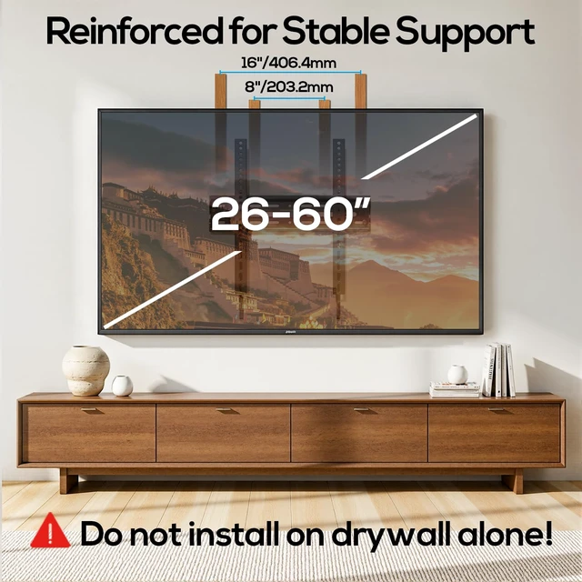 Alt view image 5 of 7 - Tilting TV Wall Mount Bracket for 32 42 43 50 55 60 Inch TVs Fit 26-60" TV, Hold 99lbs, Tilt -9°, Low Profile TV Mount with Quick Release Lock, VESA 400x400mm, Fits 16" Stud, Ultra Slim