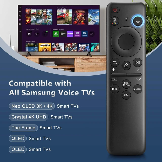Alt view image 3 of 7 - Rechargeable Voice Remote for Samsung Frame Solar Crystal QLED OLED Neo UHD CU8000 DU8000 CU7000 DU7200 Q60C/D Q70C/D Q80C/D QN85C/D QN90C Magic 4K 8K Smart TV Remotes Control Replacement BN59-01432A