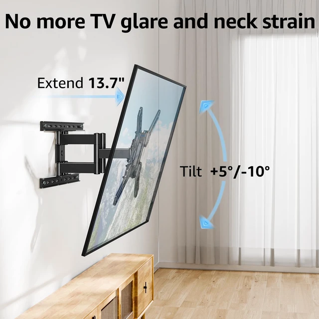Alt view image 7 of 7 - Ultra Slim Full Motion TV Wall Mount, 1.3" Thin Low Profile TV Bracket for 26-60" LED OLED QLED TVs,Smooth Swivel Tilt Extension,Max Vesa 400x400mm,Up to 88lbs,Fits Single 12" 16" Studs,MU0062