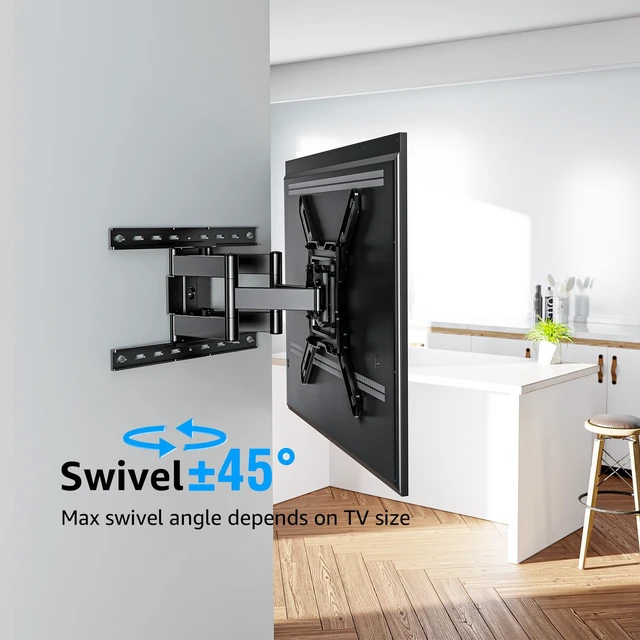 Alt view image 5 of 7 - Ultra Slim Full Motion TV Wall Mount, 1.3" Thin Low Profile TV Bracket for 26-60" LED OLED QLED TVs,Smooth Swivel Tilt Extension,Max Vesa 400x400mm,Up to 88lbs,Fits Single 12" 16" Studs,MU0062