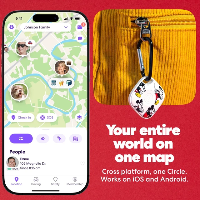 Alt view image 3 of 5 - Tile - Mickey Mouse - Bluetooth Tracker, Keys Finder and Item Locator for Keys, Bags and More. Phone Finder. Both iOS and Android Compatible. 1-Pack (White)