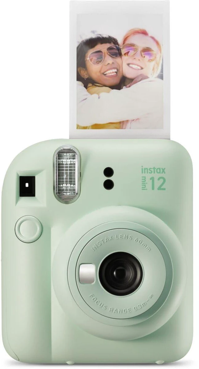 Main image of Instax Mini 12 Instant Camera - Mint Green Automatic exposure with selfie mirror and parallax correction for photography, portraits and sharing