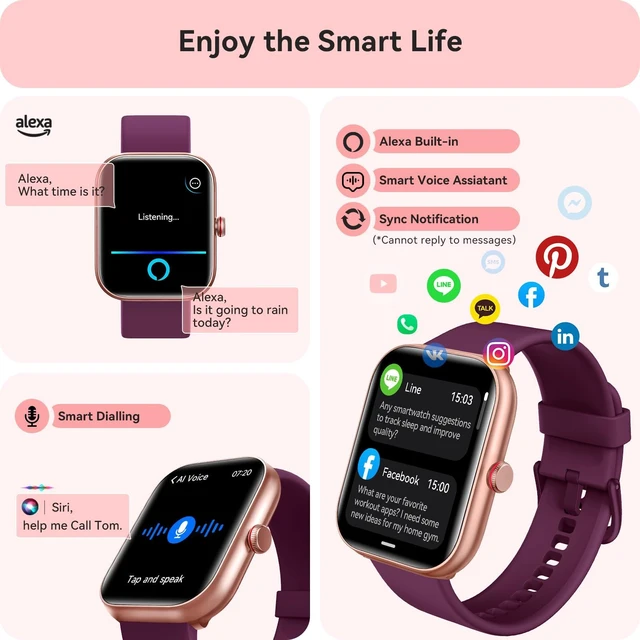 Alt view image 5 of 7 - Smart Watch for Women Men, Smartwatch for iPhone & Android Bluetooth (Answer/Call) Built-in Alexa, 1.91" HD Fitness Tracker with 105+ Sport Modes, IP68 Waterproof, Sleep/Heart Rate/Stress Monitor