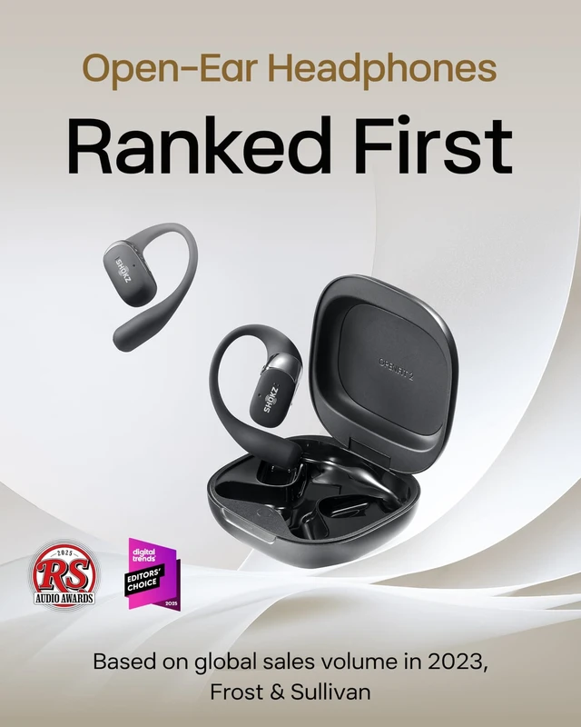 Alt view image 2 of 7 - OpenFit 2 Open-Ear Earhook Bluetooth Earbuds, Black,48H Playtime Bundle with Carrying Bag; Powerful bass; IP55 Water-Resistant; AI call clarity; Bluetooth 5.4; Gym/Outdoor/Home use