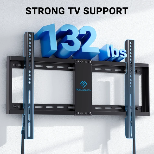 Alt view image 3 of 7 - Fixed TV Wall Mount for 3282 inch TVs up to 132 lbs 1.2 low profile, quick lock & release pull cords, heavy-duty steel, fits 16/18/24 wood studs, max VESA 600x400mm