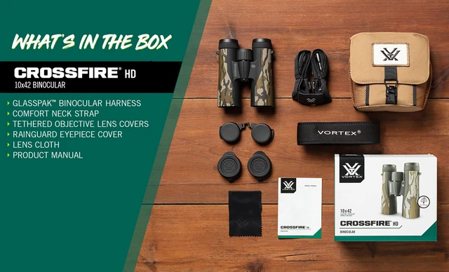 Alt view image 5 of 6 - Crossfire HD 10x42 Binoculars (Mossy Oak Bottomland) HD Optics, Tripod Adaptable, Waterproof, Fogproof, Shockproof, Included GlassPak Harness - Unlimited, Unconditional