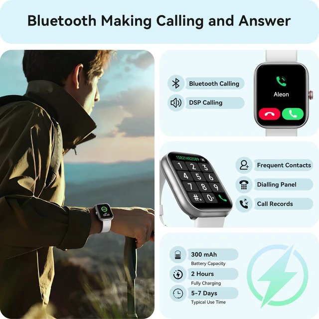 Alt view image 2 of 6 - Smart Watch for Women Men, Smartwatch for iPhone & Android Bluetooth (Answer/Call) Built-in Alexa, 1.91" HD Fitness Tracker with 105+ Sport Modes, IP68 Waterproof, Sleep/Heart Rate/Stress Monitor