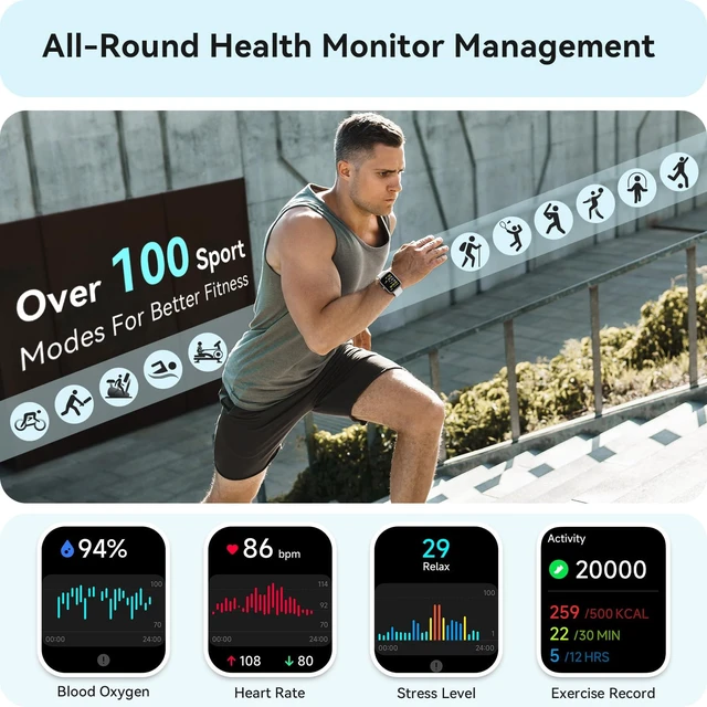 Alt view image 3 of 6 - Smart Watch for Women Men, Smartwatch for iPhone & Android Bluetooth (Answer/Call) Built-in Alexa, 1.91" HD Fitness Tracker with 105+ Sport Modes, IP68 Waterproof, Sleep/Heart Rate/Stress Monitor
