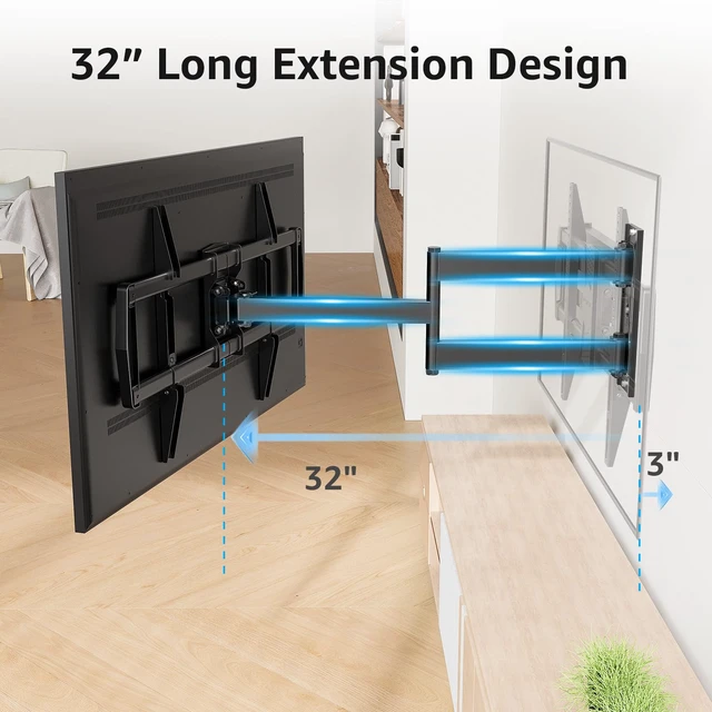 Alt view image 2 of 7 - Corner TV Wall Mount for Most 42-75 Inch TVs, Holds Up to 99 lbs 32 Long Extension, Long Arm TV Mount, Full Motion TVs Mount Swivel Articulating Mounts, MAX VESA 600x400mm