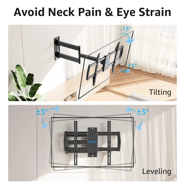 Alt view image 5 of 7 - Corner TV Wall Mount for Most 42-75 Inch TVs, Holds Up to 99 lbs 32 Long Extension, Long Arm TV Mount, Full Motion TVs Mount Swivel Articulating Mounts, MAX VESA 600x400mm