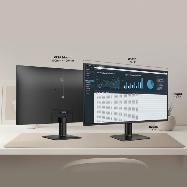 Alt view image 3 of 5 - 27 Inch Computer Monitor FHD 120Hz IPS VESA, 27E2N2100 1920×1080 LED Monitor, 1ms MPRT, HDMI 1.4, VGA, Adaptive Sync, Flicker-Free, Low Blue Light, 4yr Advance Replacement