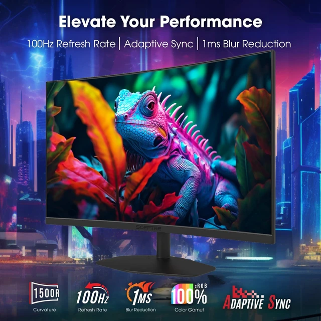 Alt view image 4 of 7 - Curved 24-inch Gaming Monitor 1ms 100Hz 1500R DisplayPort HDMI X2 Eye Care 100% sRGB Build-in Speakers, Machine Black 2025 (C248W-FW100T Series)