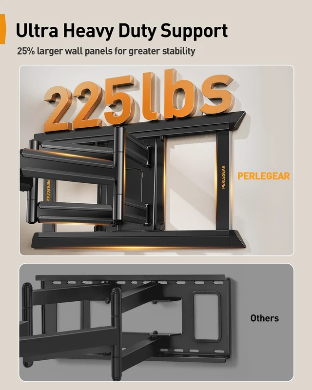 Alt view image 6 of 7 - Full Motion TV Mount for 55120 inch TVs up to 225 lbs Extension, swivel, tilt and post-install leveling, reinforced steel design for lasting stability, Max VESA 900x600mm