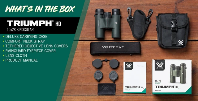 Alt view image 5 of 7 - Triumph HD 10x28 Binoculars HD Optics, Tripod Adaptable, Waterproof, Fogproof, Shockproof, Included Carry Case - Unlimited, Unconditional