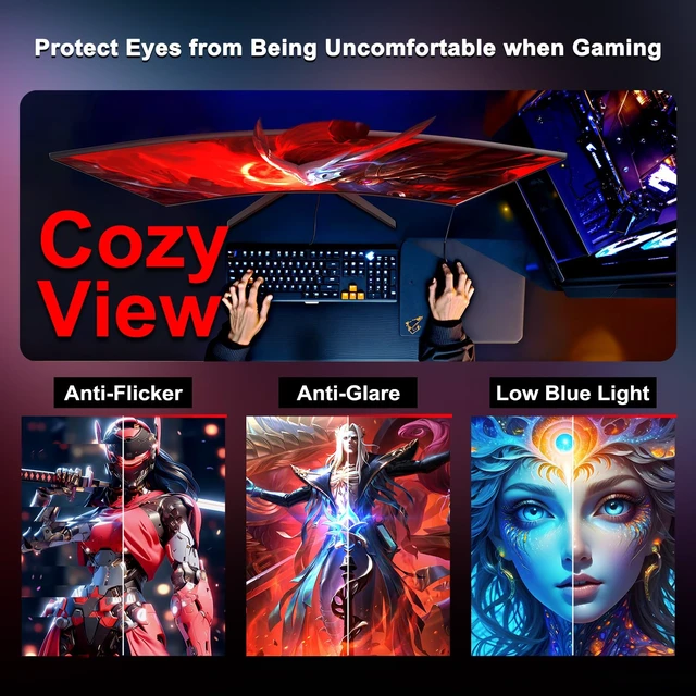 Alt view image 7 of 7 - 27 Inch Curved Gaming Monitor 200Hz 1ms with Speakers FHD 1080P Computer Monitor FreeSync 1500R 130% sRGB HDR Low Blue Light HDMI DP Ports VESA Mount Metal Stand(HDMI Cable Incl.)