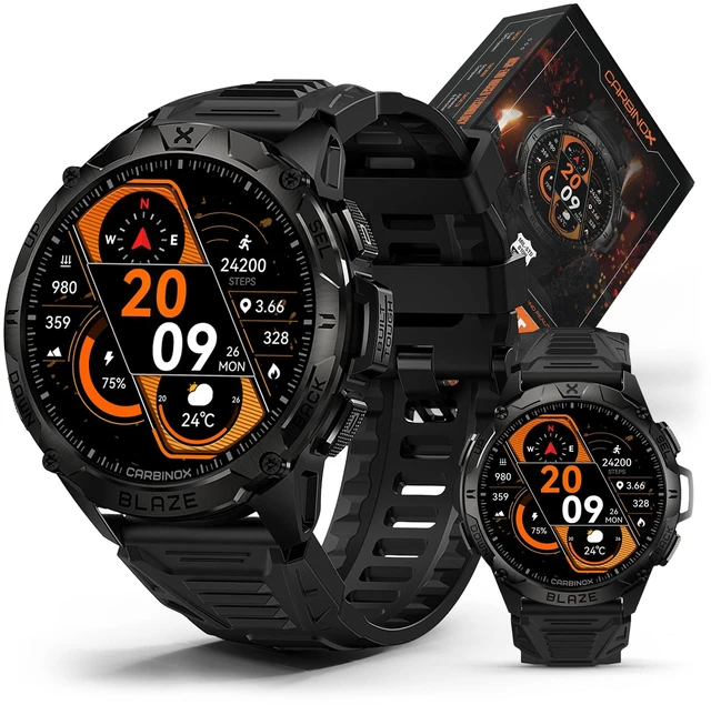 Main image of Blaze Rugged Smart Watch for Men, Fitness Tracker, GPS, Round MIL-STD-810H tested alloy steel, IP69K waterproof, Bluetooth calling, AMOLED Gorilla Glass, compatible with Android and iOS