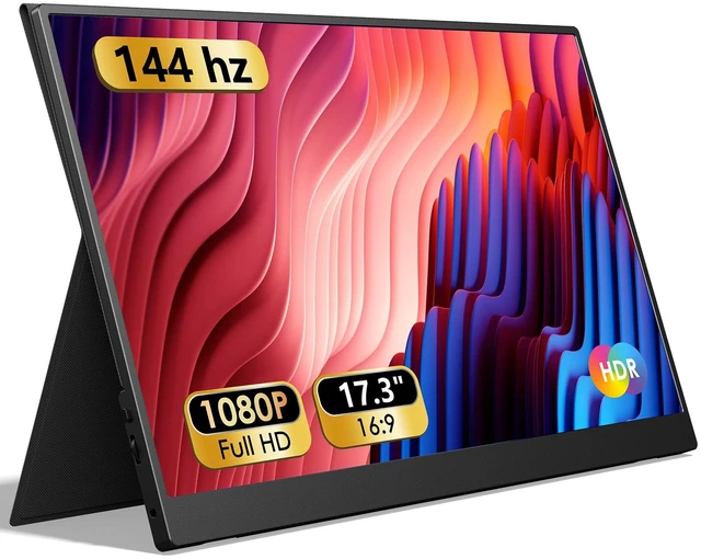 Main image of 17.3" Portable Monitor 1080P FHD 144Hz Narrow Edge Laptop Monitor USB C HDMI Gaming Computer IPS HDR Screen, Travel Monitor for PC Mac Phone Xbox PS5 Switch Laptop w/Smart Cover & Speakers