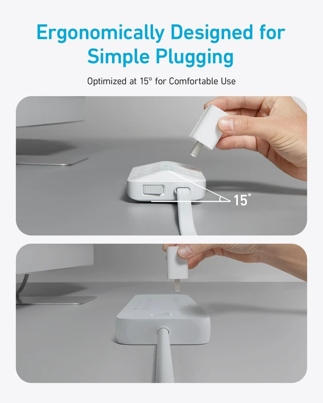 Alt view image 4 of 6 - Power Strip with 300J Surge Protector, 10ft Outlet Extender, 20W, 6AC Flat Plug Extension Cord with Multiple Outlets, 2 USB C, 2 USB A, Dorm Room Essentials, Home Office, TUV Listed