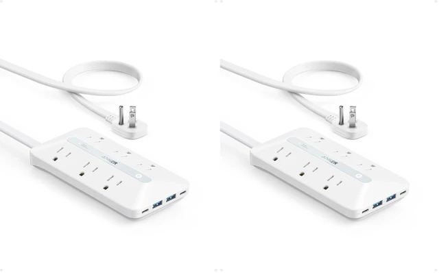 Main image of Flat Plug Power Strip(300J), 20W USB-C, 10-in-1 Ultra Thin Power Strip with 6 AC, 2 USB-A/2 USB-C,10feet Extension Cord, Desk Charging Station,Home Office College Dorm Essentials (Pack of 2)