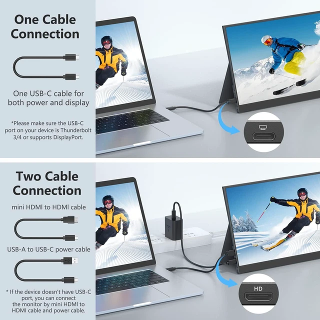 Alt view image 2 of 7 - 17.3" Portable Monitor 1080P FHD 144Hz Narrow Edge Laptop Monitor USB C HDMI Gaming Computer IPS HDR Screen, Travel Monitor for PC Mac Phone Xbox PS5 Switch Laptop w/Smart Cover & Speakers