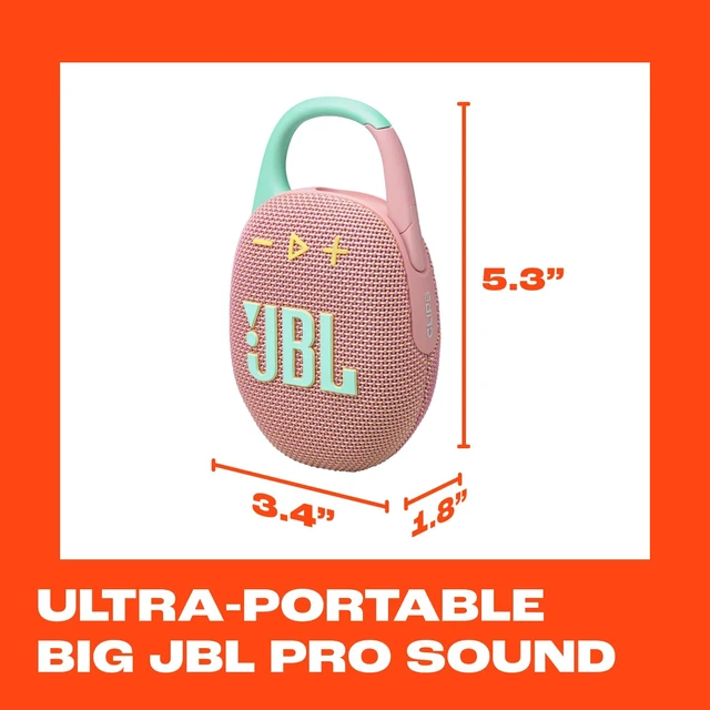 Alt view image 5 of 7 - Clip 5 - Ultra-Portable Waterproof Speaker - Pink Ultra-portable Pro Sound, Redesigned carabiner, Up to 12 hours of playtime plus 3 hours with Playtime Boost