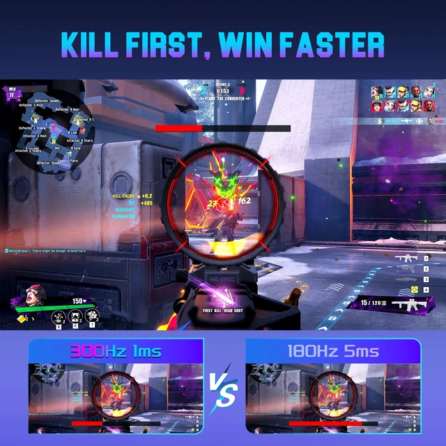 Alt view image 2 of 7 - 24.5 Inch 300hz 240hz, FHD 1080P Gaming Monitor for FPS PC Gaming Fast IPS, DisplayPort x2, HDMI x2, HDR, FreeSync, 120% sRGB, Audio Jack, VESA Support, Desktop Compatible(ES-G25X1 PRO)