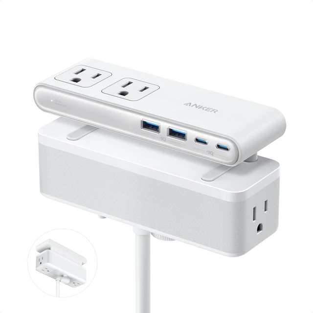 Main image of Nano Power Strip, Desk Clamp, 70W Max, 1500J Surge Protector, 2 USB C 6AC 5ft Extension Cord, Outlet Extender Desk Organizer Gaming Accessories Home Office Essentials, Fit 0.6~1.8'' Tabletop Edge