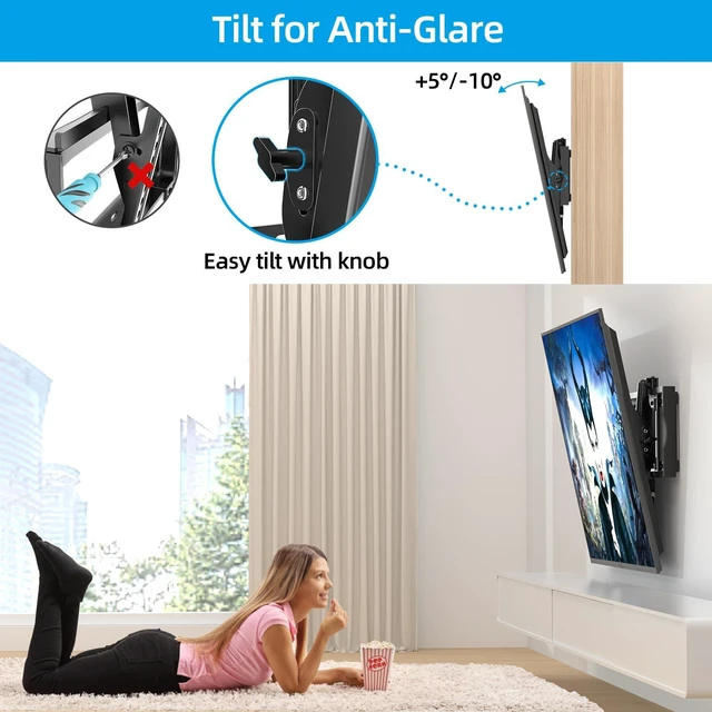 Alt view image 3 of 7 - Heavy Duty Tilt TV Wall Mount for 48-120 Inch Flat Screen Max VESA 800x600mm, Holds up to 200 lbs, Fits 8-28" Wood Studs, Universal Low Profile TV Bracket for LED OLED LCD, HV9801