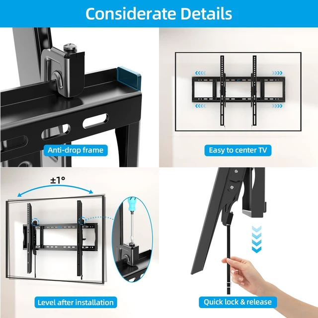Alt view image 4 of 7 - Heavy Duty Tilt TV Wall Mount for 48-120 Inch Flat Screen Max VESA 800x600mm, Holds up to 200 lbs, Fits 8-28" Wood Studs, Universal Low Profile TV Bracket for LED OLED LCD, HV9801