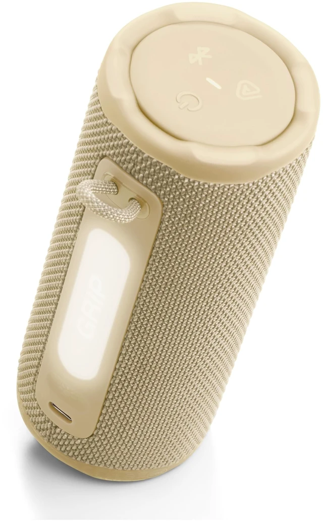 Alt view image 2 of 7 - Grip Portable Bluetooth Speaker, Waterproof, Ambient Light - Yellow Up to 14 Hr Playtime, AI Sound Boost, IP68 Waterproof And Dustproof, Drop-Proof, App Control, Ideal For Outdoor And Travel