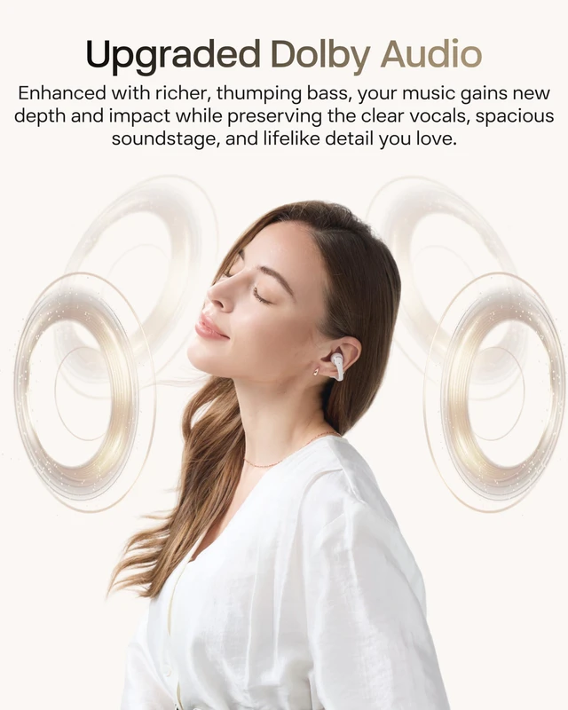 Alt view image 4 of 7 - OpenDots 2 Open-Ear Clip-On Earbuds, White, Dolby Audio, 3 Mics Rich bass with Dolby Audio; 3-mic clear calls; 40H listening; IP57; Bluetooth 6.1; Travel/City walk/Commuting/Yoga/Pilates